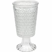 Lantern glass with base clear Ø10cm H18.5cm table decoration