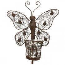 Lantern metal wall decoration butterfly rust decoration 36.5cm