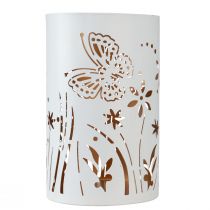 Product Lantern metal white gold butterfly Ø12.5cm H20.5cm