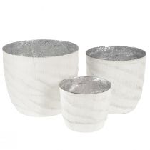 Product Lantern metal white silver tealight holder Ø8/10/12.5cm set of 3