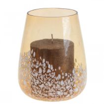 Product Lantern glass tea light holder glass decoration brown white Ø10cm