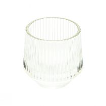 Product Tealight holder glass lanterns clear H7.5cm Ø8cm 6pcs