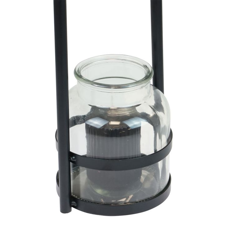 Product Lantern metal glass decoration black clear handle Ø14.5cm
