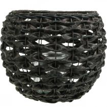 Product Lantern braided black, brown summer decoration Ø31cm H25cm