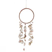 Product Wind chime with shells decorative ring natural wood Ø20cm H66cm