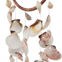 Product Wind chime with shells decorative ring natural wood Ø20cm H66cm