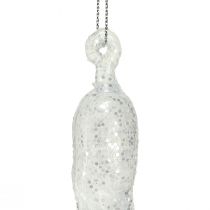 Product Winter decoration icicles for hanging clear silver 28cm 3pcs