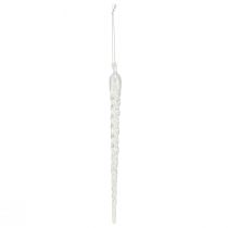 Product Winter decoration icicles for hanging clear silver 28cm 3pcs