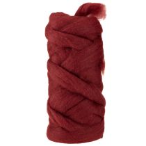 Product Decorative wool, dark red, 10m wool ribbon for floristry &amp; crafts
