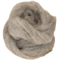 Product Decorative wool, grey-natural, 2m felted wool for crafts &amp; floristry