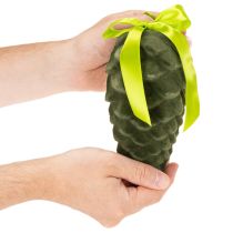 Product Decorative pine cones for hanging, flocked pine cones with ribbon and bow, 18cm, 3 pieces