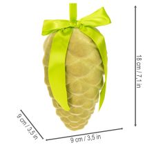 Product Decorative pine cones for hanging, flocked pine cones with ribbon and bow, 18cm, 3 pieces