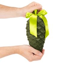 Product Artificial pine cone pendants with gift ribbon and bow, 23cm, 3 pieces