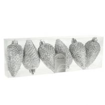 Product Cones plastic silver 8cm 6pcs. for hanging