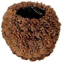 Product Decorative planter with pine cones, natural look, 27cm. Round pine cone pot, natural brown, made from pine cones, 27cm x 22cm.