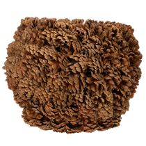 Product Decorative planter with pine cones, natural look, 27cm. Round pine cone pot, natural brown, made from pine cones, 27cm x 22cm.