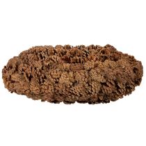Product Round pine cone pot as a planter, 38cm; round pine cone pot, natural brown, made from pine cones, 38cm x 14cm