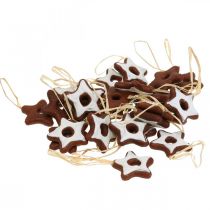 Product Christmas tree ornaments, cinnamon stars, decorative stars made of plastic, 5cm, traditional Christmas decoration, 24-piece set