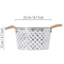 Product Zinc bowl, decorative bowl, metal with rope handle, Ø22cm H12cm