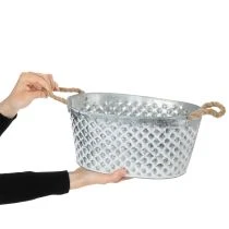 Product Large oval zinc bowl, 31cm x 20cm, H15cm