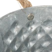 Product Oval zinc bowl with rope handles, 27cm x 17.5cm, H12cm