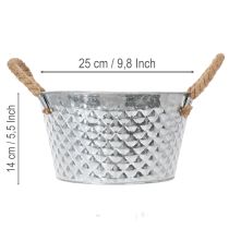 Product Round zinc bowl with rope handles Ø25cm H14cm