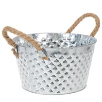 Product Round zinc bowl with rope handles Ø25cm H14cm
