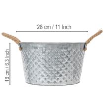 Product Round zinc bowl with rope handles Ø28cm H16cm