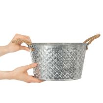 Product Round zinc bowl with rope handles Ø28cm H16cm