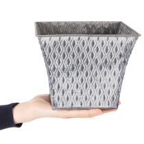 Product Zinc pot with diamond pattern, H15cm