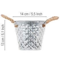 Product Zinc pot with rope handles Ø14.5cm H13cm