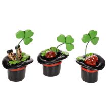 Product Lucky charm clover and beetle in a top hat, 7cm, 3 pieces