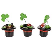 Product Lucky charm clover and beetle in a top hat, 7cm, 3 pieces