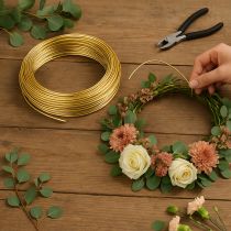Product Gold aluminum wire, 2mm, 60m, 500g, bendable wire for decoration and jewelry.