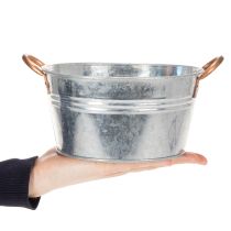 Product Round flower bowl with handles, metal bowl Ø17.5cm H9cm