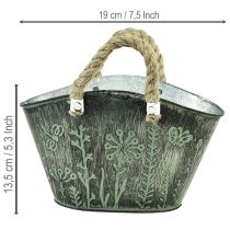 Product Flower pot with handles, bag, metal, jute, 19×13.5×13.5cm