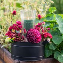 Product Flowerpot metal oval handle black natural 34x19.5x15cm