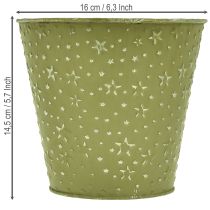 Product Metal flower pot, planter, stars, green and silver, Ø16cm