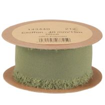 Product Chiffon ribbon olive green fabric ribbon fringes W40mm L15m