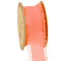 Product Chiffon ribbon orange pastel fabric ribbon fringes 40mm 15m