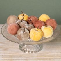 Product Decorative apples fabric apple velvet brown yellow Ø5cm H6cm 12 pcs