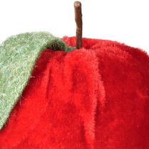 Product Decorative apple fabric with leaf velvet &amp; felt red Ø7.5cm H9cm 9 pcs