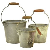 Product Decorative bucket metal rust vintage Ø15/17.5/22cm set of 3