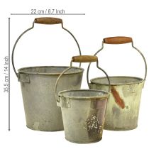 Product Decorative bucket metal rust vintage Ø15/17.5/22cm set of 3