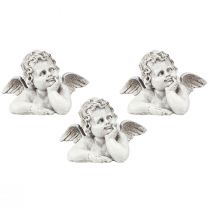 Product Decorative angel figure polyresin grave decoration grey white H6cm 3 pcs
