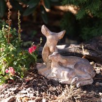 Product Decorative figure deer with fawn cast stone brown white 20×11×17cm