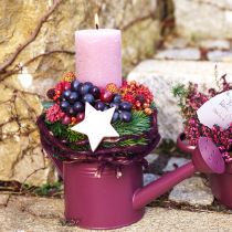 Product Decorative watering can purple metal planter Ø13.5cm H12.5cm