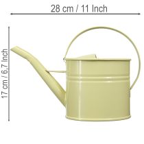 Product Decorative metal watering can, green/yellow, small, 28x13x17cm, 1.25l, vintage look, balcony decoration