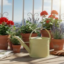 Product Decorative metal watering can, green/yellow, small, 28x13x17cm, 1.25l, vintage look, balcony decoration