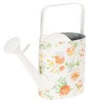 Product Vintage decorative metal watering can with rose motif, summer garden decoration, nostalgic planting can, H31.5 cm
